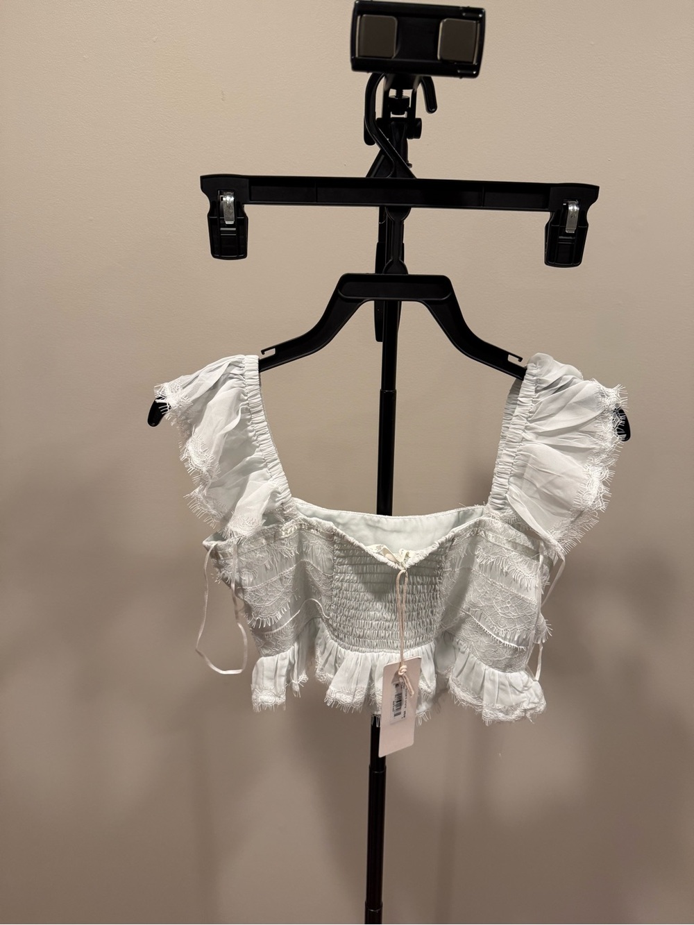 Altar'd State Ice Blue Ruffled Lace Crop Top - Picture 5 of 6